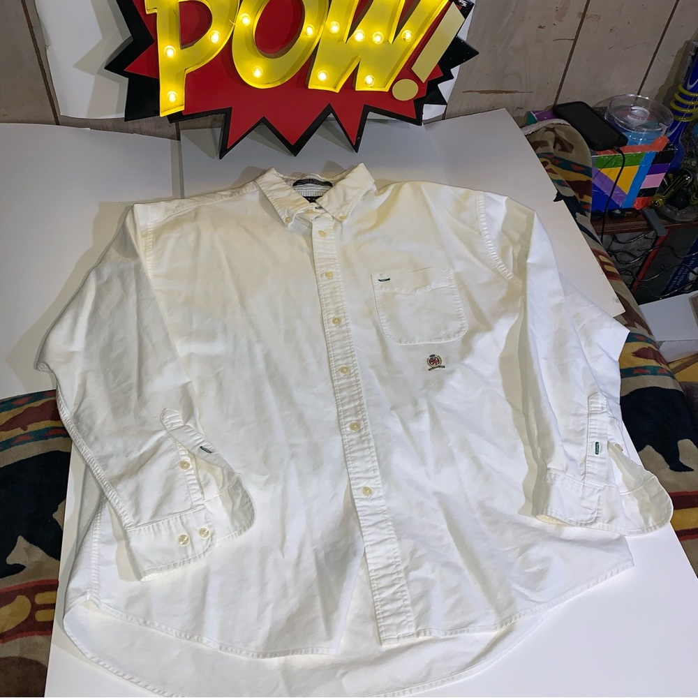 Tommy Hilfiger White Casual Button Down Shirt; Men’s L - Y2K / Used/ Great Shape